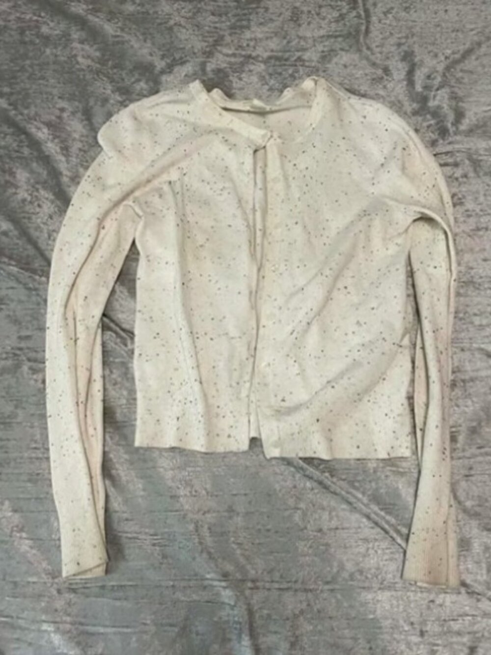 H&M White with black dots button up sweater cardigan